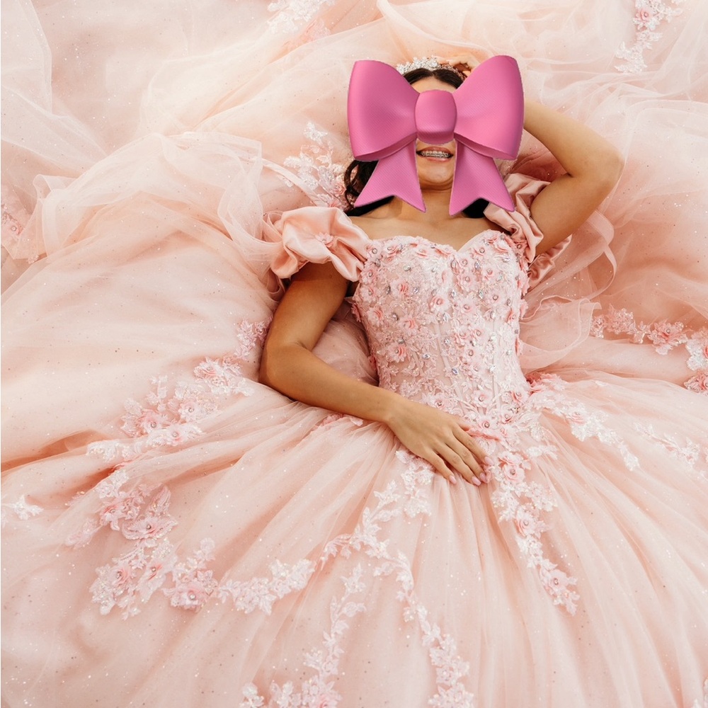 Elegant Pink Ball Gown with Floral Details